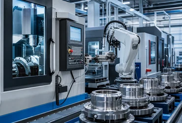 CNC machining center in a precision manufacturing facility